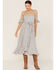 Image #1 - Band of the Free Women's Prism Geo Print Off Shoulder Smocked Wrap Midi Dress, Blue, hi-res