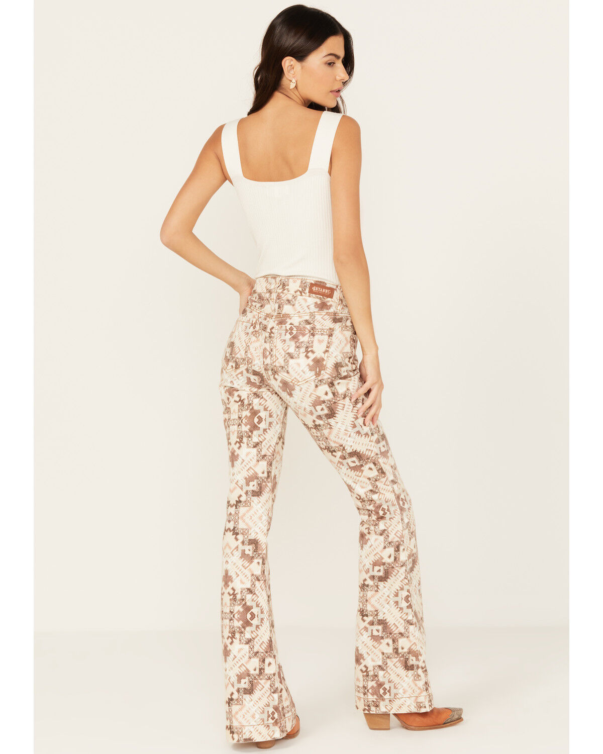 Image #3 - Shyanne Women's High Rise Southwestern Print Stretch Flare Jeans, Grey, hi-res