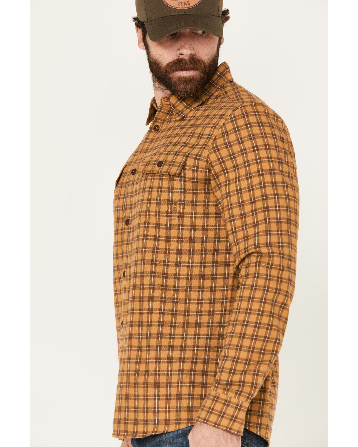 Image #2 - Brothers and Sons Men's Borden Everyday Plaid Print Long Sleeve Button-Down Flannel Shirt, Dark Yellow, hi-res
