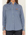 Image #3 - Wrangler Women's FR Blue Snap Long Sleeve Work Shirt, Blue, hi-res