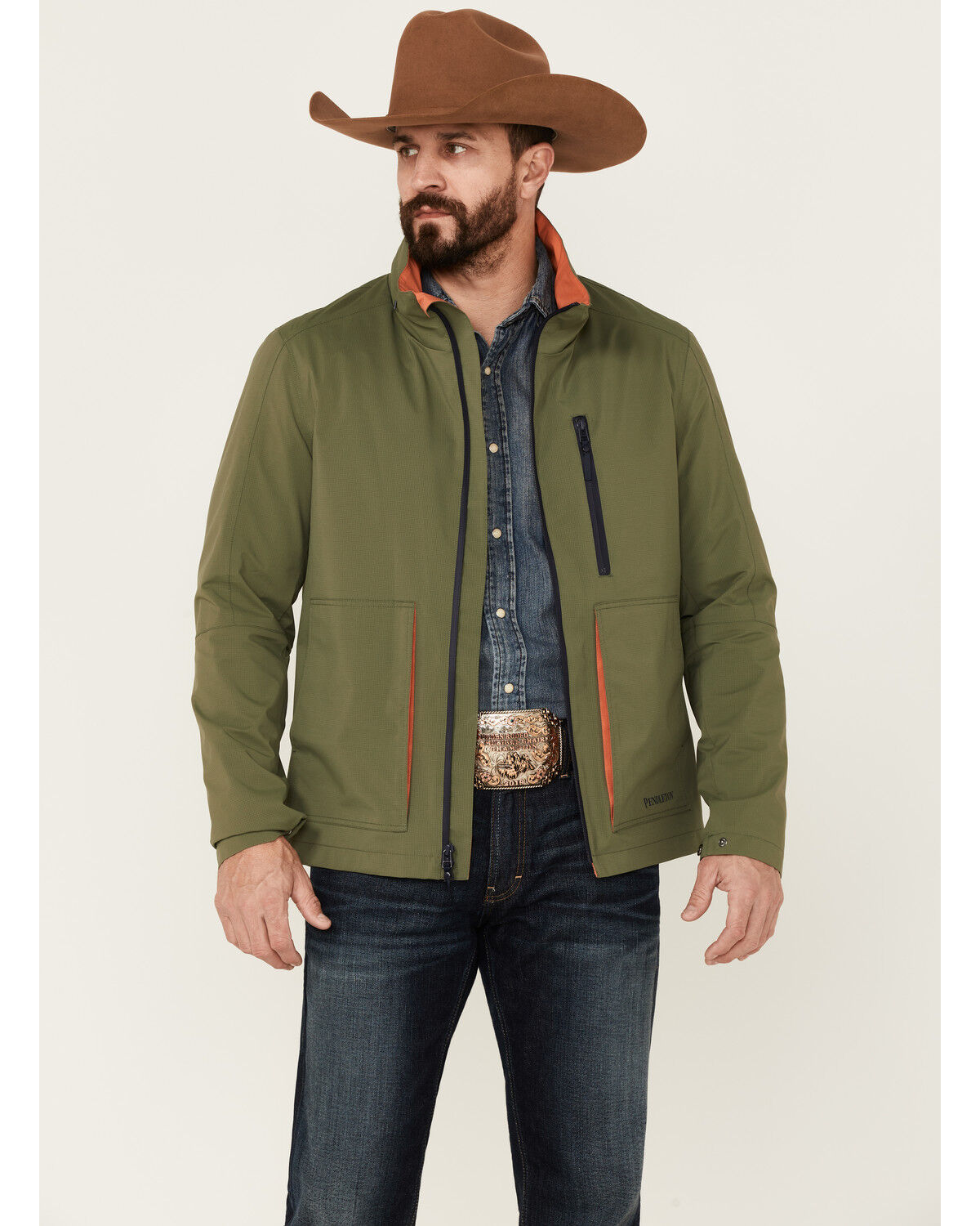 Image #1 - Pendleton Men's Solid Outdoorsman Zip-Front Wind Breaker Jacket, Olive, hi-res