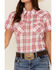 Wrangler Women's Essential Plaid Print Short Sleeve Snap Western Shirt, Red, hi-res