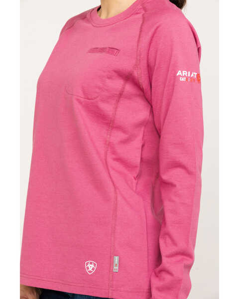 Image #3 - Ariat Women's FR Air Crew Long Sleeve Work Shirt, Pink, hi-res