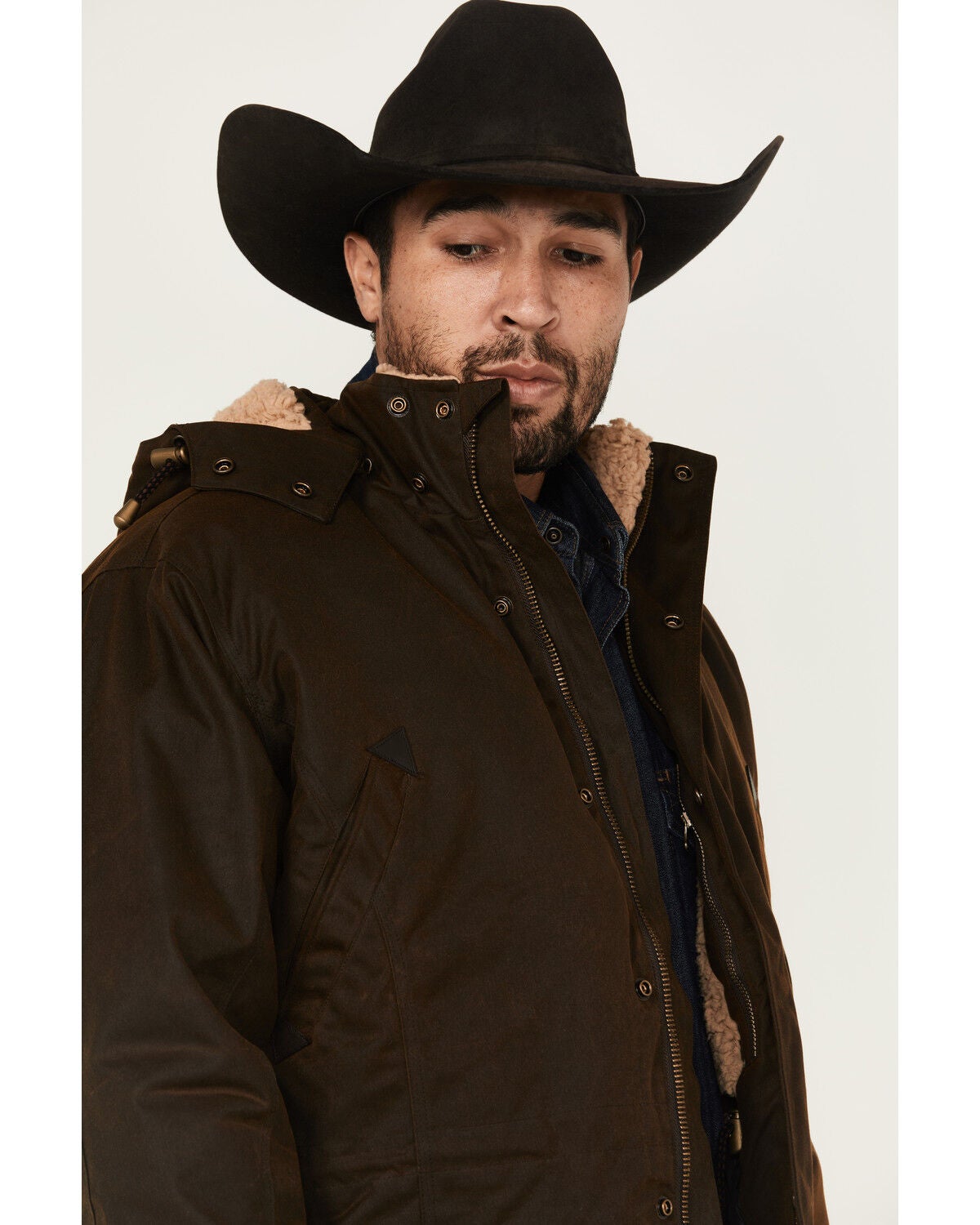 Outback Trading Co Men's Nolan Oilskin Berber Lined Concealed Carry Jacket, Bronze, hi-res