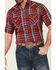 Image #6 - Ely Walker Men's Plaid Print Short Sleeve Pearl Snap Western Shirt , Red, hi-res