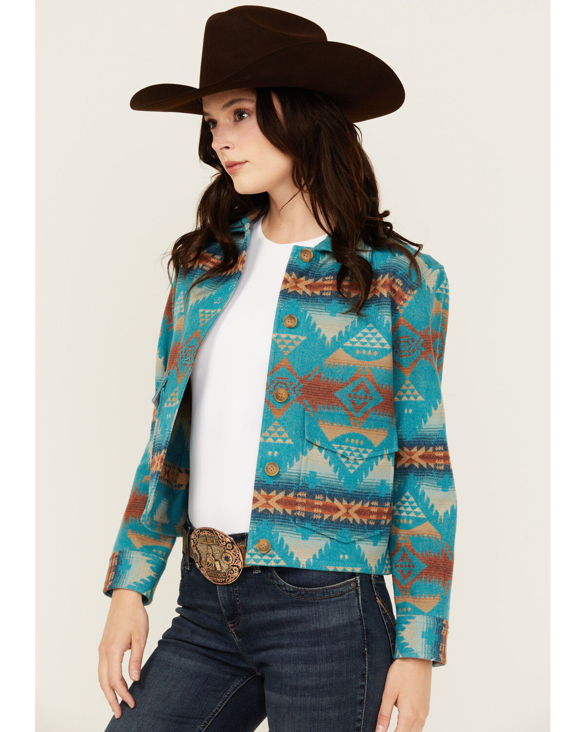 Image #2 - Pendleton Women's Printed Jacket, Turquoise, hi-res