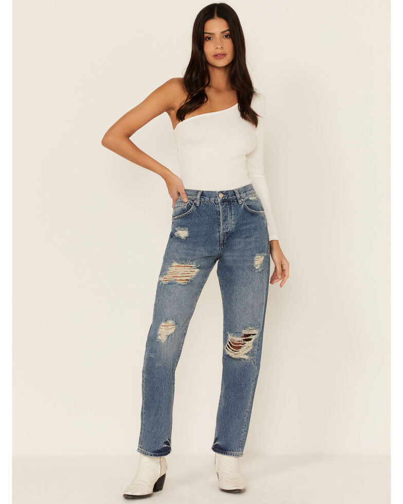 Free People Women's Light Wash Bren Boyfriend Jeans, Blue, hi-res
