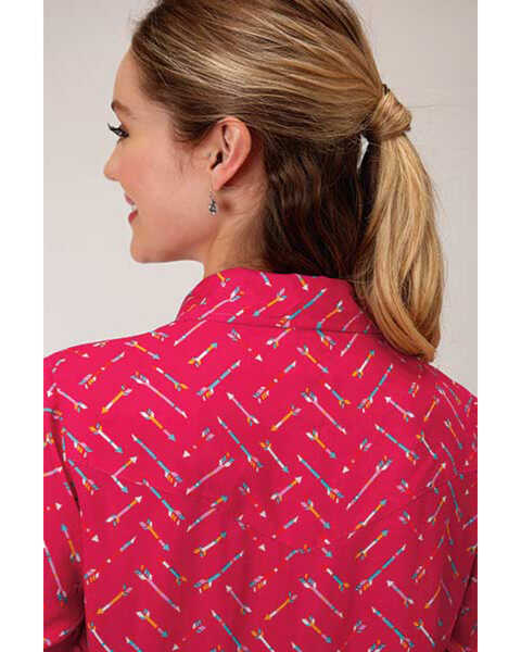 Image #2 - Roper Women's Arrow Print Long Sleeve Snap Western Core Shirt, Dark Pink, hi-res
