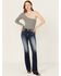 Image #3 - Miss Me Women's Dark Wash Mid Rise Cross Pocket Stretch Bootcut Jeans , Dark Wash, hi-res