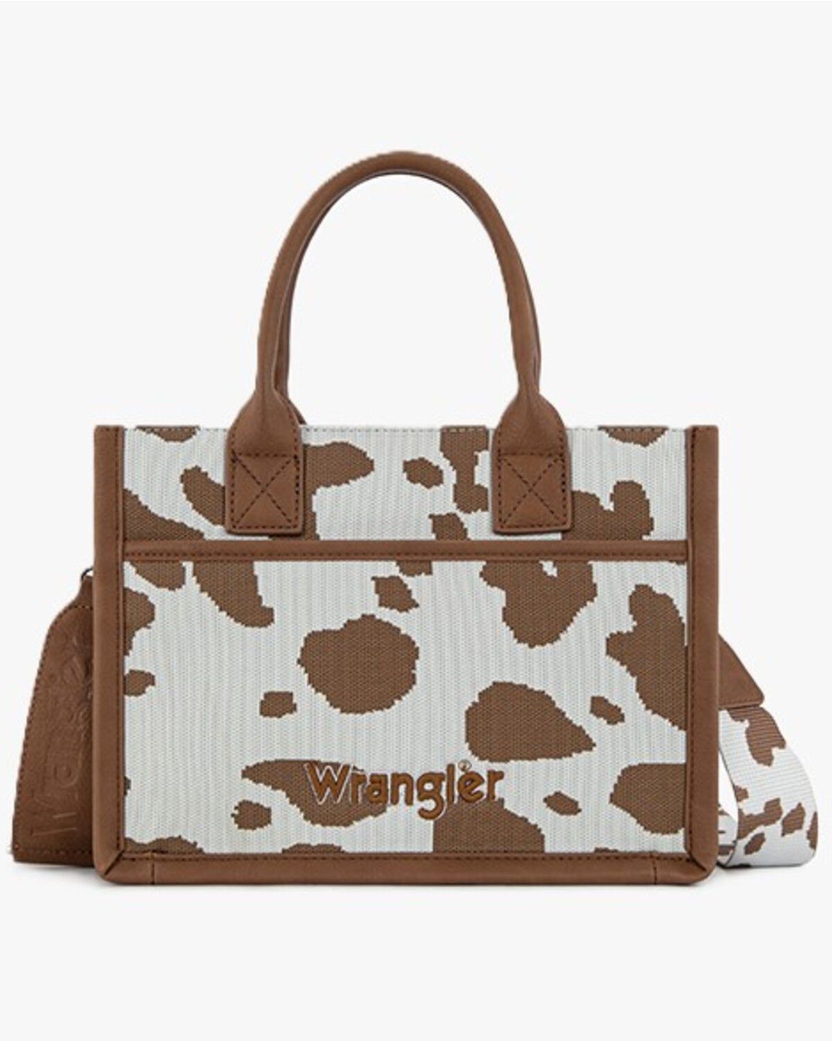 Image #1 - Wrangler Women's Cow Print Crossbody Tote, Brown, hi-res