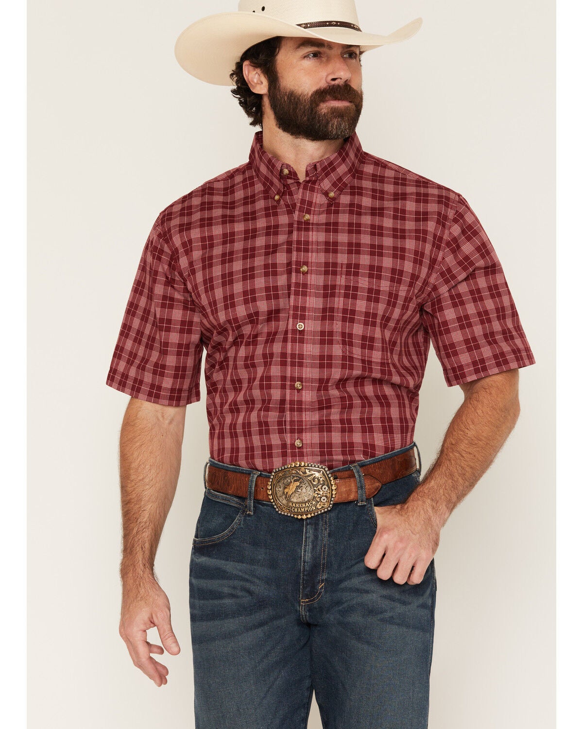 Image #3 - Wrangler Riata Men's Assorted Plaid Print Short Sleeve Button-Down Western Shirt - Big, Multi, hi-res