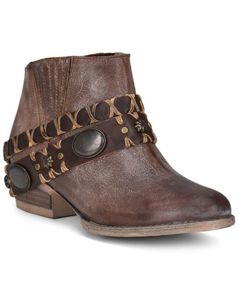 Corral Women's Brown Harness Fashion Booties - Round Toe, Dark Brown, hi-res