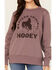 Image #3 - Hooey Women's Bronco Graphic Crewneck Sweatshirt, Purple, hi-res