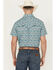 Image #4 - Rock & Roll Denim Men's Geo Floral Print Short Sleeve Pearl Snap Western Shirt, Teal, hi-res