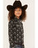 Image #2 - Roper Girls' Floral Print Long Sleeve Pearl Snap Western Shirt, Black, hi-res