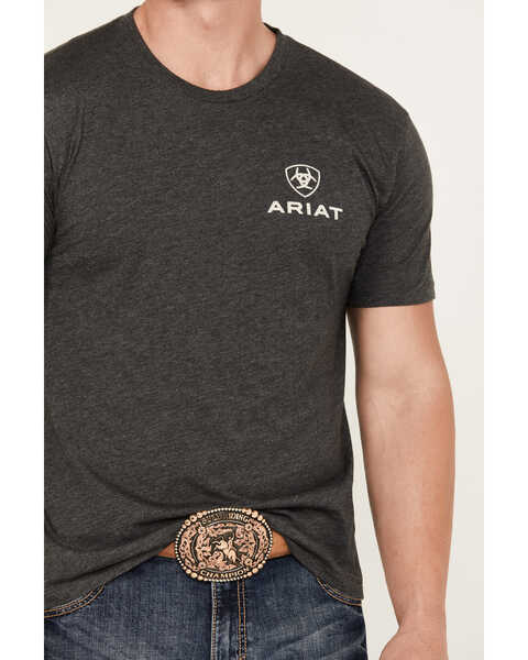 Image #3 - Ariat Men's Southwestern Print Logo Short Sleeve Graphic T-Shirt, Charcoal, hi-res