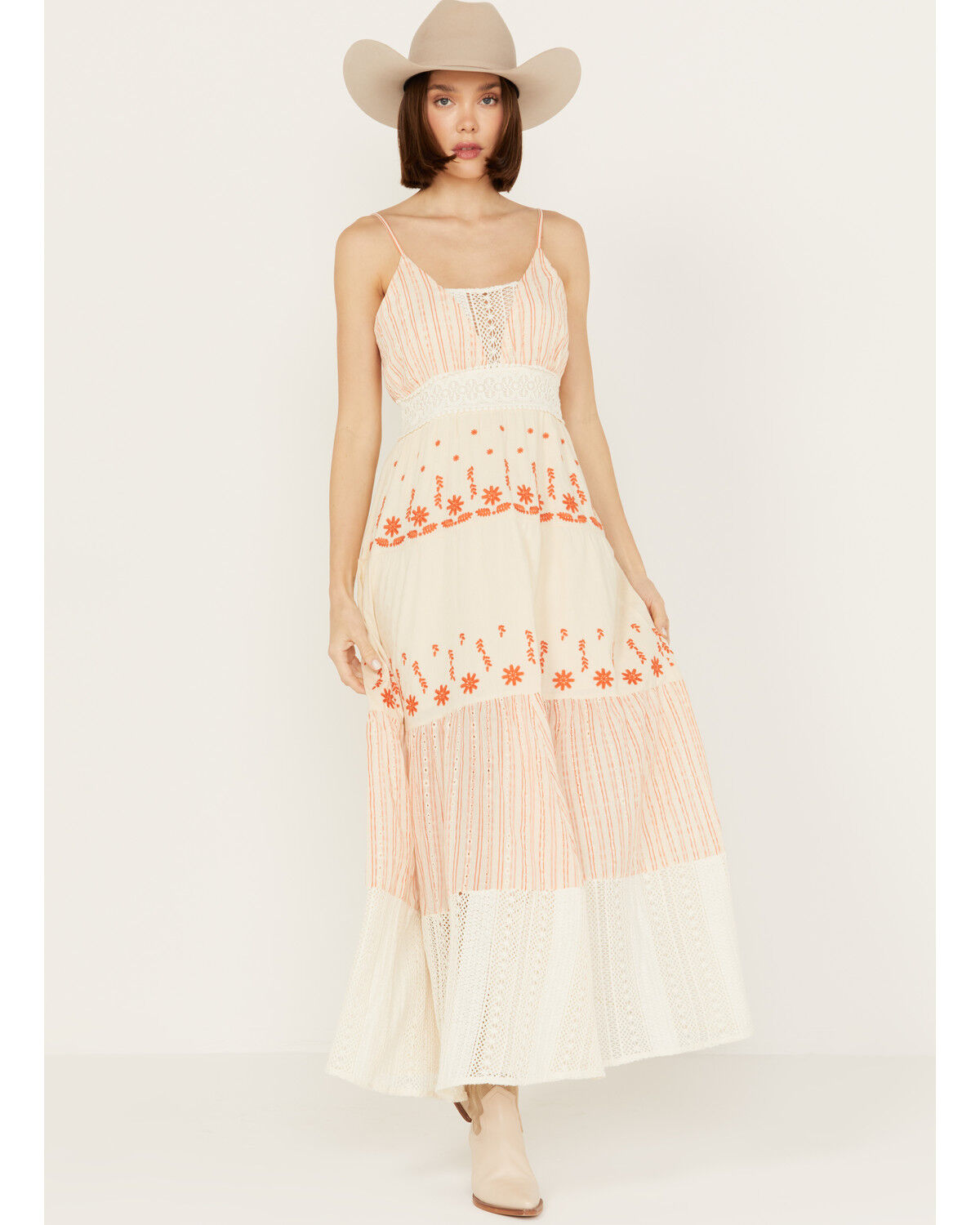 Image #1 - Miss Me Women's Floral Embroidered Sleeveless Maxi Dress, , hi-res