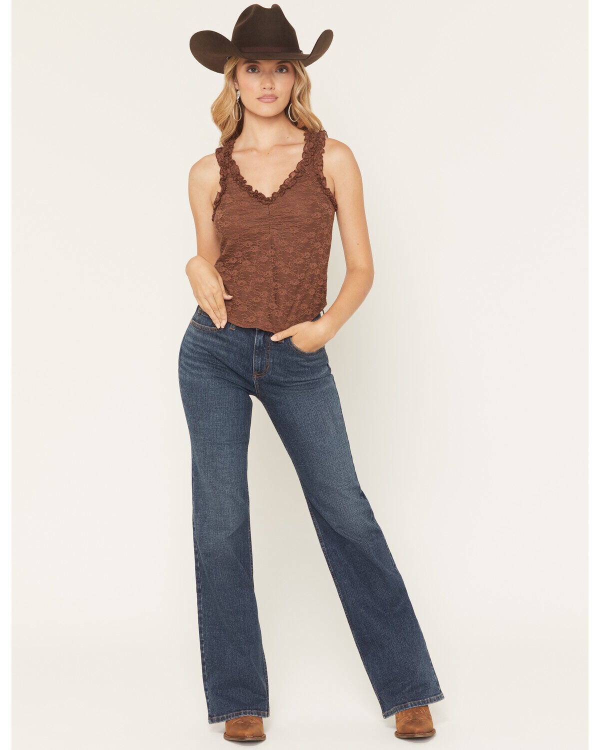Shyanne Women's Balsam Dark Wash High Rise Slim Wide Leg Stretch Denim Jeans, Dark Wash, hi-res