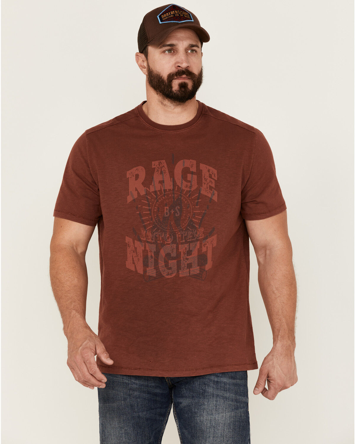 Image #1 - Brothers and Sons Men's Rage Campfire Slub Graphic Short Sleeve T-Shirt, Red, hi-res