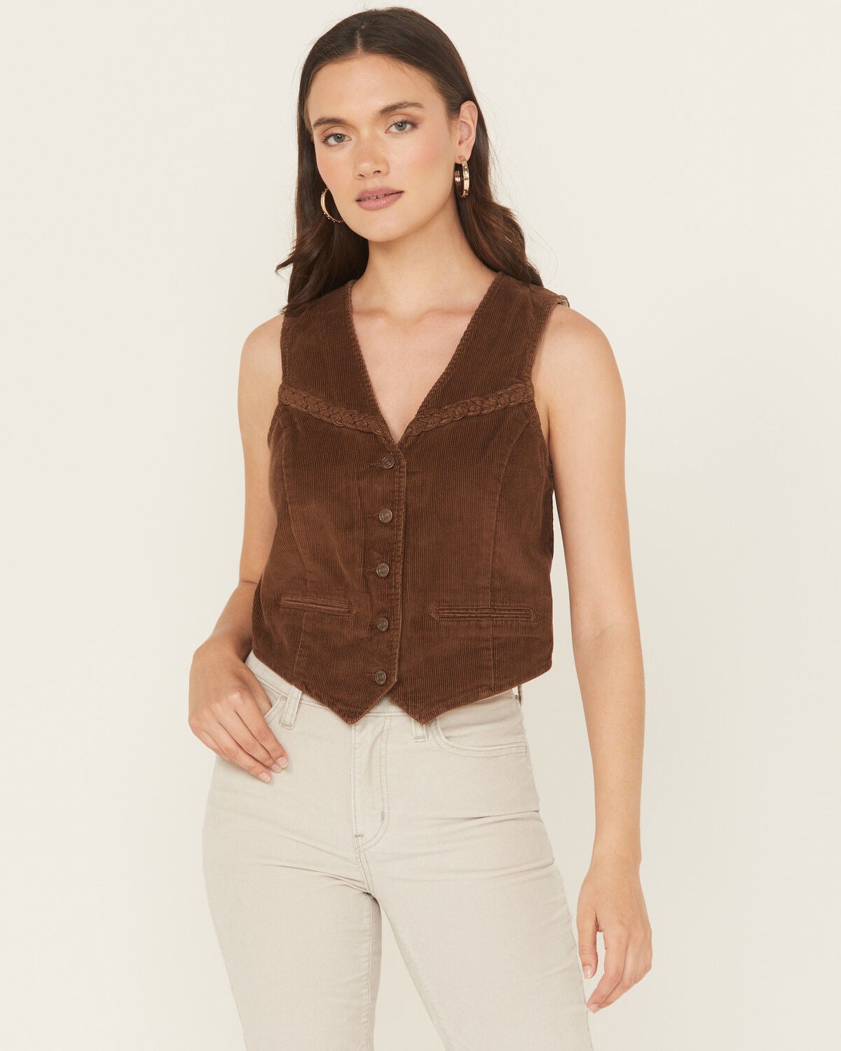 Levi's Women's Premium Braided Carafe Vest, Brown, hi-res