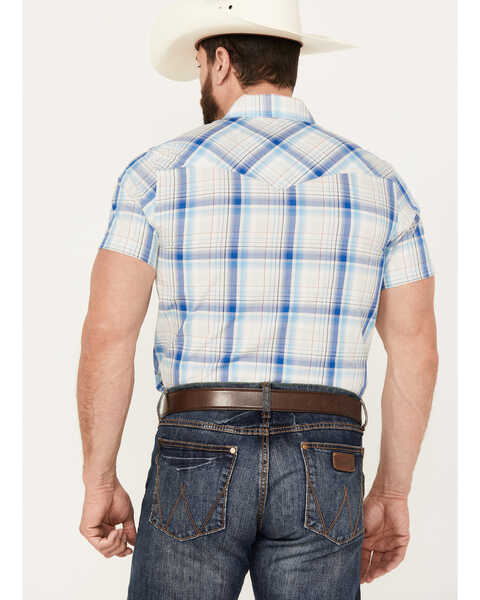 Image #4 - Pendleton Men's Frontier Plaid Short Sleeve Western Pearl Snap Shirt, Blue, hi-res