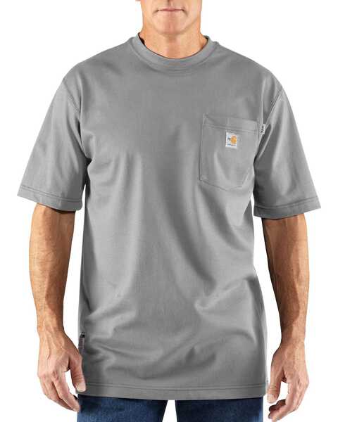 Carhartt Men's FR Solid Short Sleeve Work Shirt, Grey, hi-res