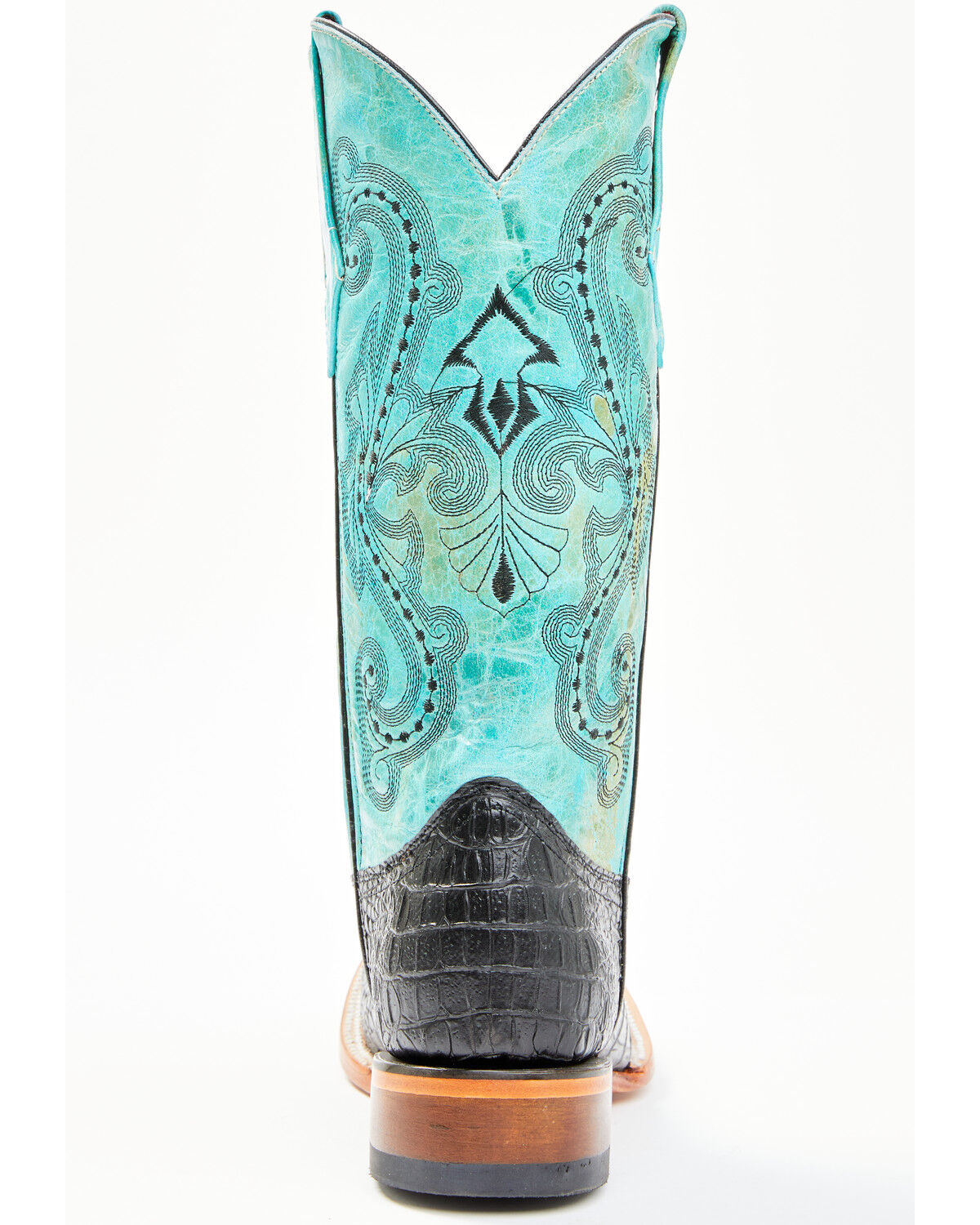 Image #5 - Ferrini Women's Black Caiman Print Western Boots - Square Toe, Black, hi-res