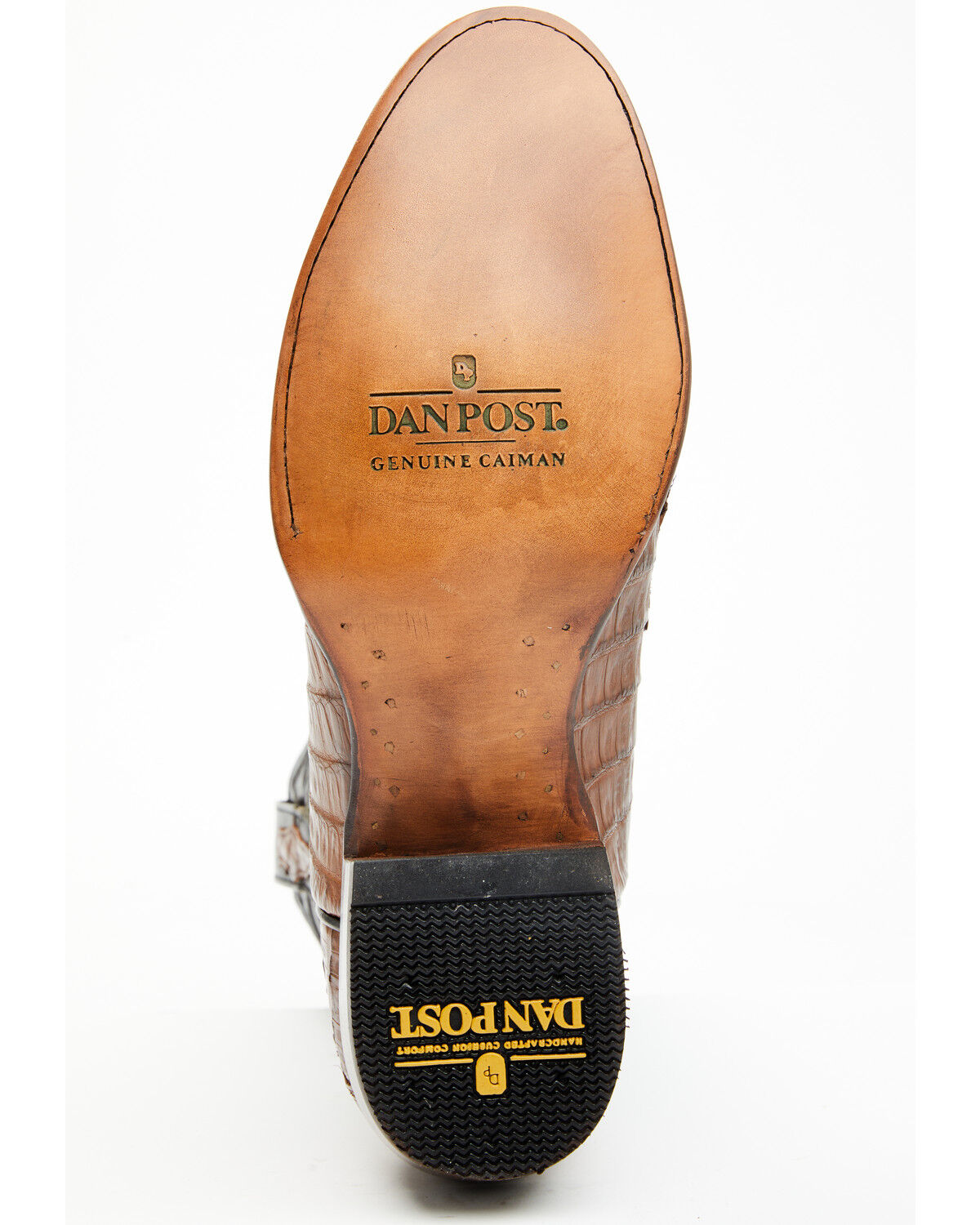 Image #7 - Dan Post Men's 12" Exotic Caiman Western Boots - Round Toe, Brown, hi-res