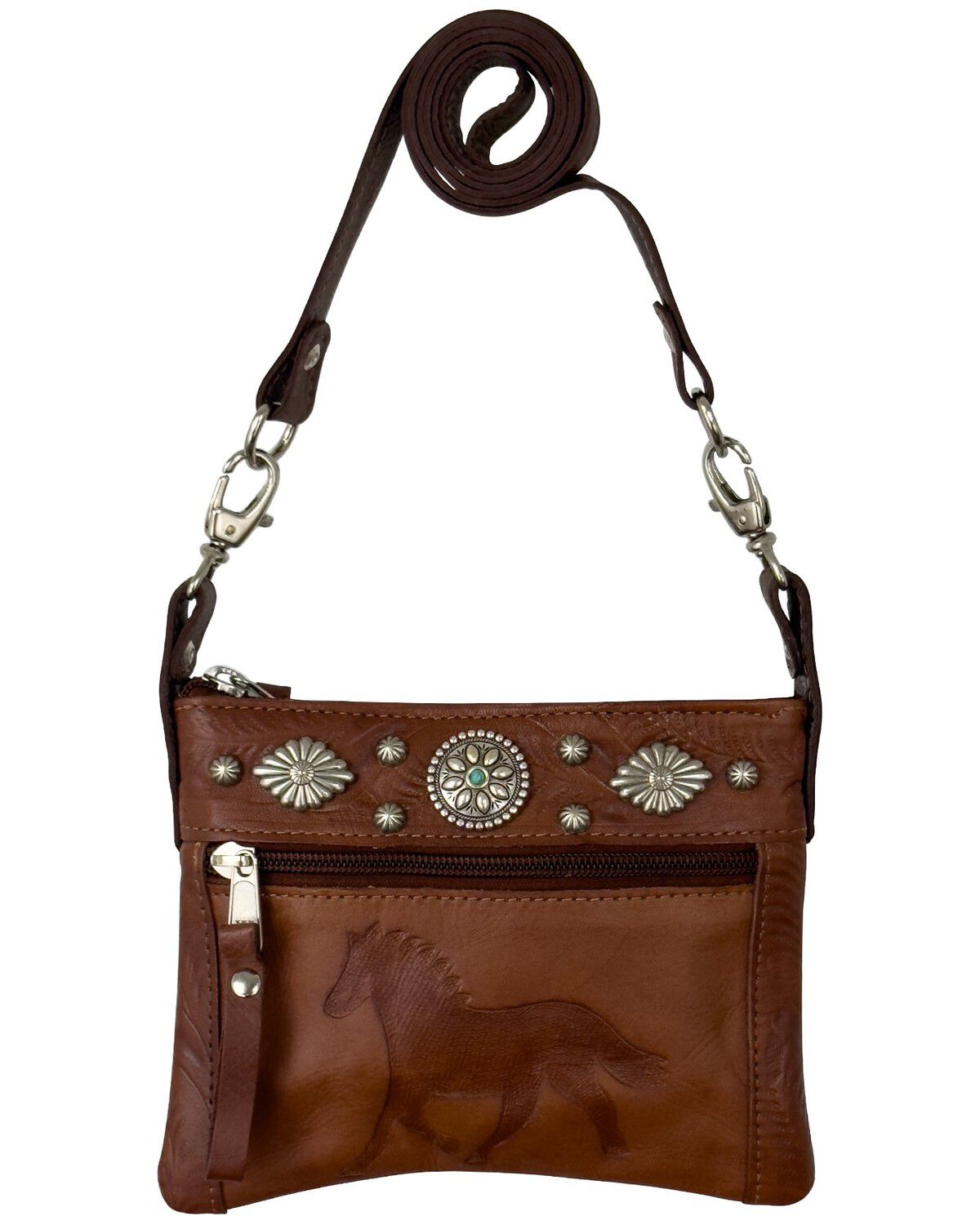 American West Women's Trail Rider Crossbody Bag, Brown, hi-res