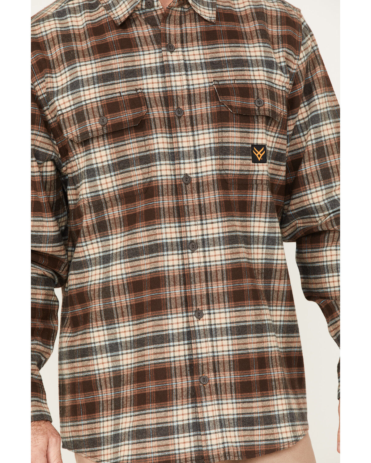 Image #3 - Hawx Men's Plaid Button-Down Flannel Work Shirt, Brown, hi-res