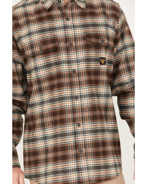 Image #3 - Hawx Men's Plaid Button-Down Flannel Work Shirt , Brown, hi-res