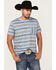 Image #1 - Rock & Roll Denim Men's Dale Brisby Stripe T-Shirt, Turquoise, hi-res