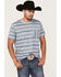 Image #1 - Rock & Roll Denim Men's Dale Brisby Stripe T-Shirt, Turquoise, hi-res