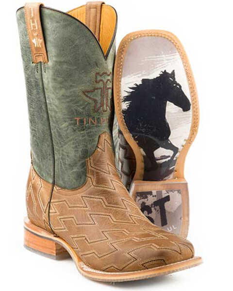 Image #1 - Tin Haul Men's Horse Power Western Boots - Broad Square Toe, Tan, hi-res