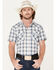 Image #1 - Pendleton Men's Frontier Ivory Plaid Short Sleeve Pearl Snap Western Shirt , Ivory, hi-res
