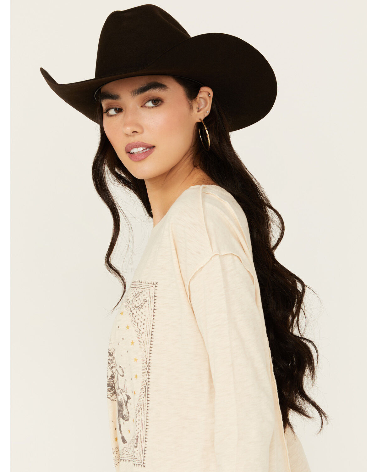 Image #2 - White Crow Women's Buck Yeah Seamed Long Sleeve Graphic Tee, Oatmeal, hi-res