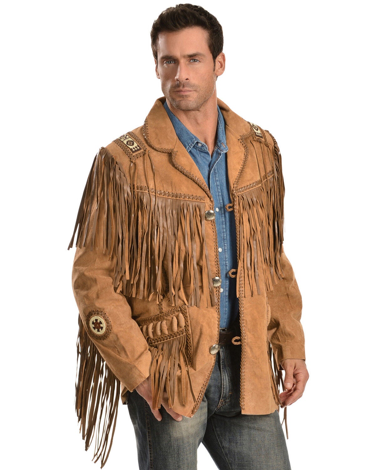 Scully Men's Fringed Suede Leather Coat - Tall, Buck Tan, hi-res