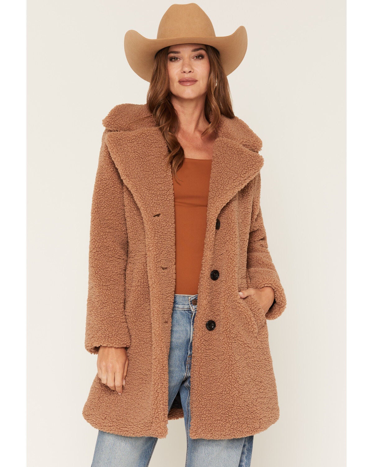 Becca Women's Sherpa Button Up Coat, Oatmeal, hi-res