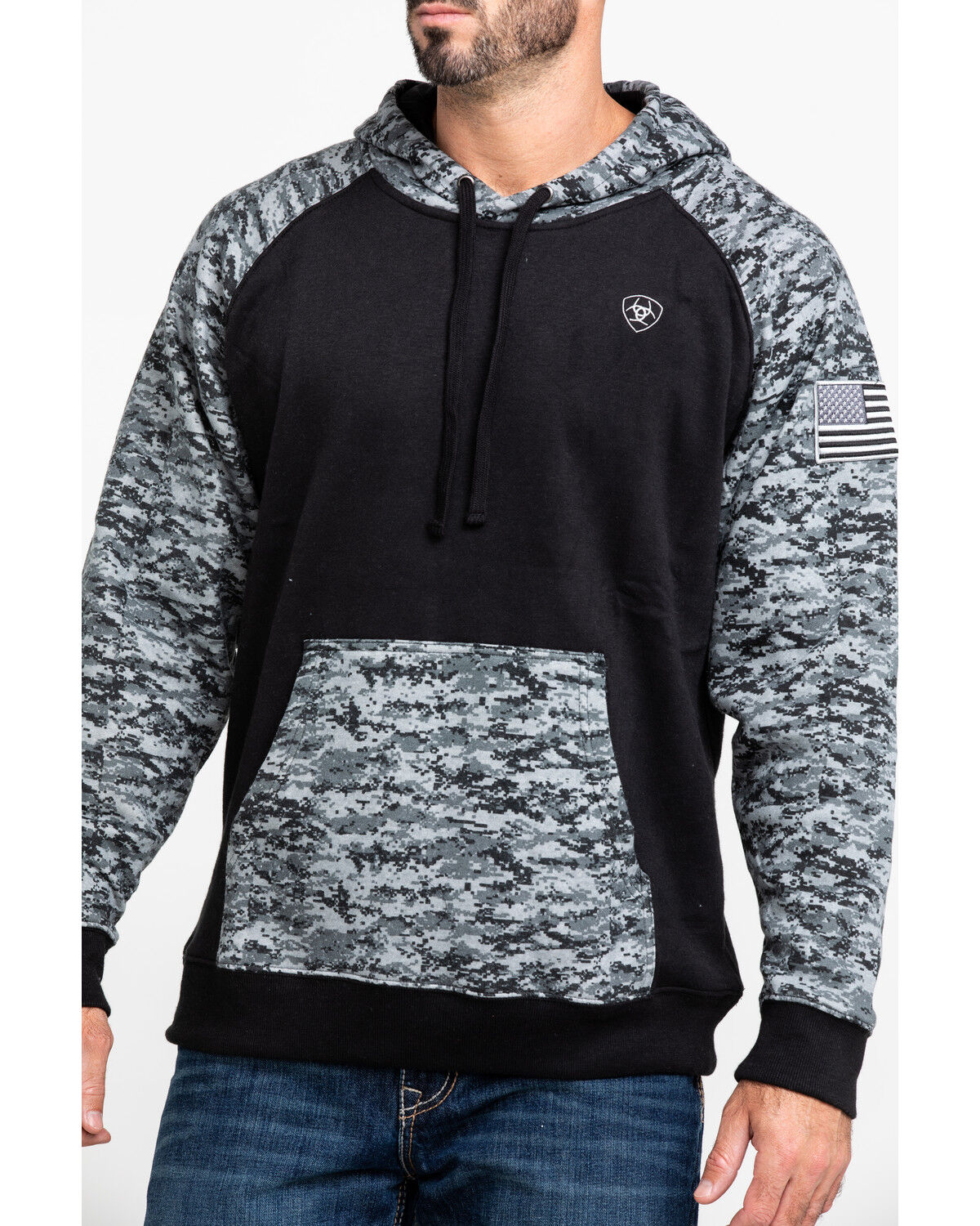 Image #4 - Ariat Men's Patriot Hooded Sweatshirt, Black, hi-res