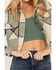 Image #3 - 26 International Women's Plaid Print Button-Down Cropped Shacket , Green, hi-res