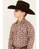 Image #2 - Roper Boys' Plaid Print Cowboy Embroidery Long Sleeve Pearl Snap Western Shirt, Burgundy, hi-res