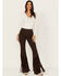 Image #1 - Idyllwind Women's Coffee Bean Mid Rise Rebel Fringe Bootcut Jeans, Dark Brown, hi-res
