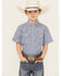 Image #1 - Ely Walker Boys' Paisley Print Short Sleeve Pearl Snap Western Shirt, Navy, hi-res