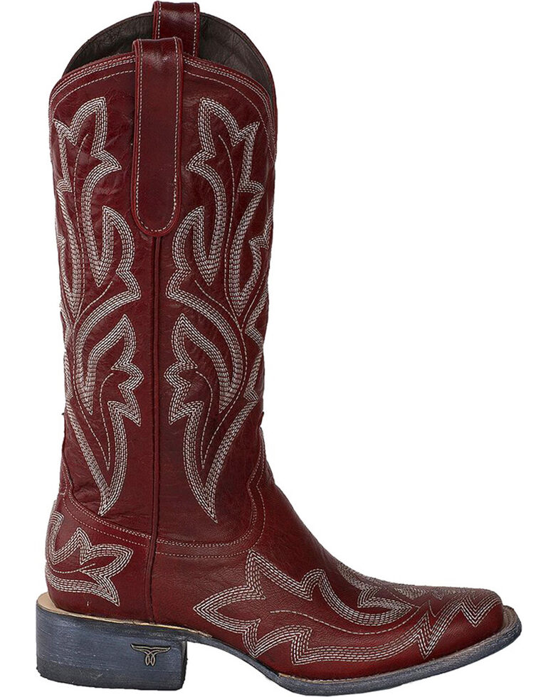 Lane Women's Saratoga Red Fancy Stitch Cowgirl Boots - Square Toe, Red, hi-res