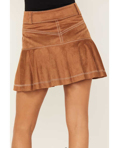 Image #5 - Shyanne Women's Faux Suede Ruffle Skirt, Brown, hi-res