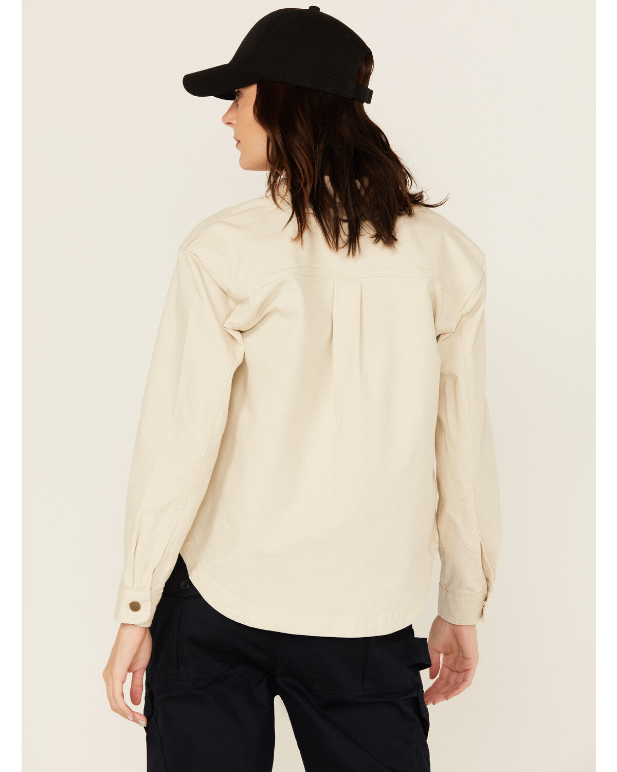 Image #4 - Carhartt Women's Rugged Flex® Loose Fit Heavyweight Duck Long Sleeve Button-Down Overshirt, Oatmeal, hi-res