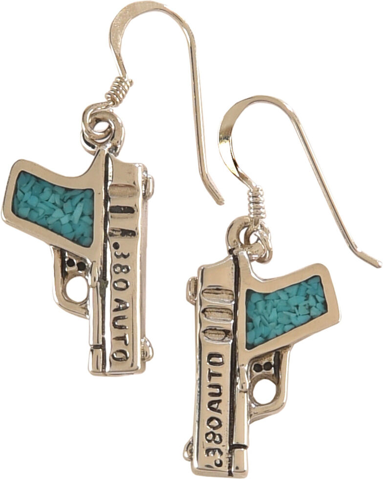 Silver Legends Women's Turquoise 380 Auto Pistol Earrings , Turquoise, hi-res