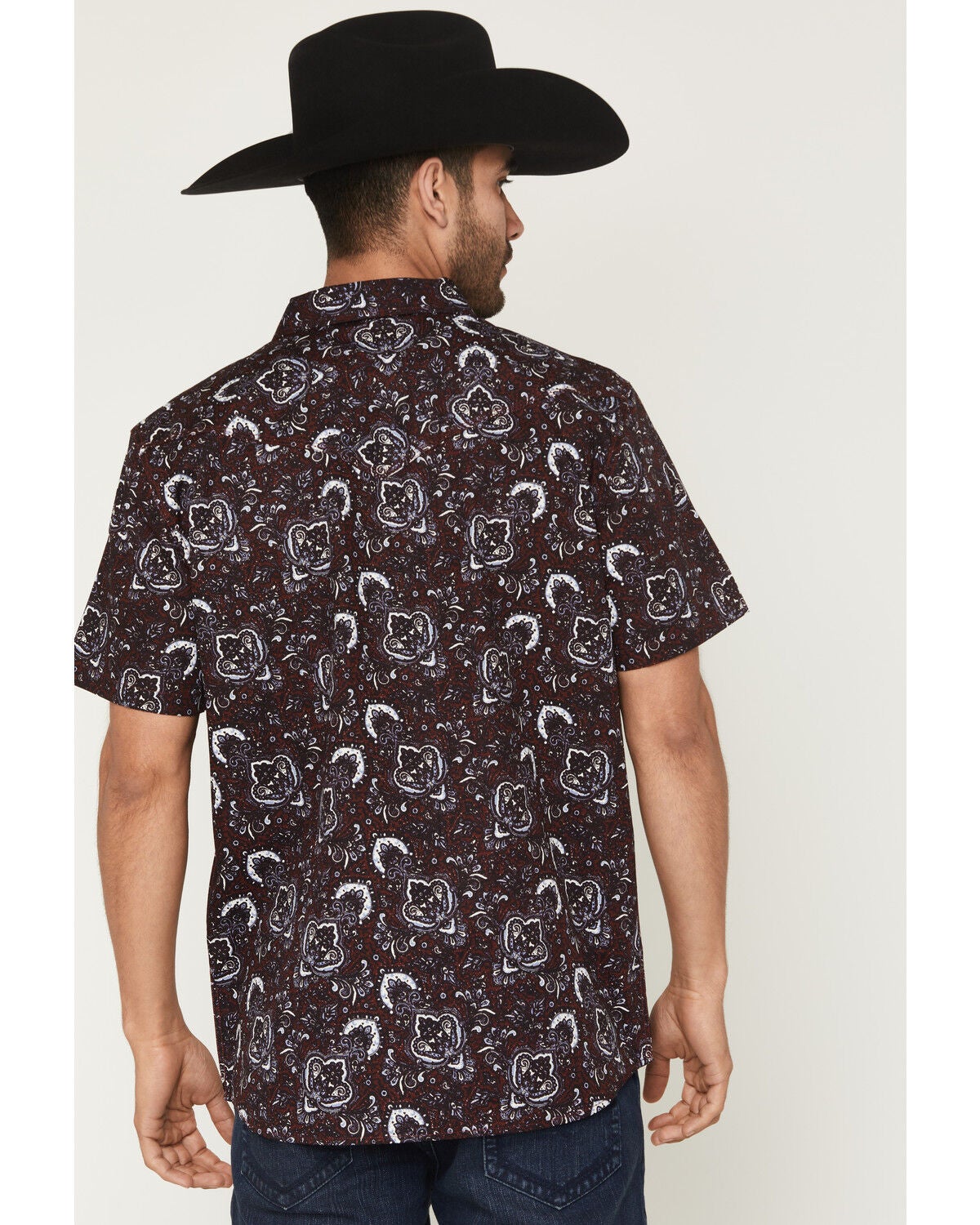 Image #4 - Moonshine Spirit&reg; Men's Purple Haze Paisley Print Short Sleeve Snap Western Shirt, Purple, hi-res
