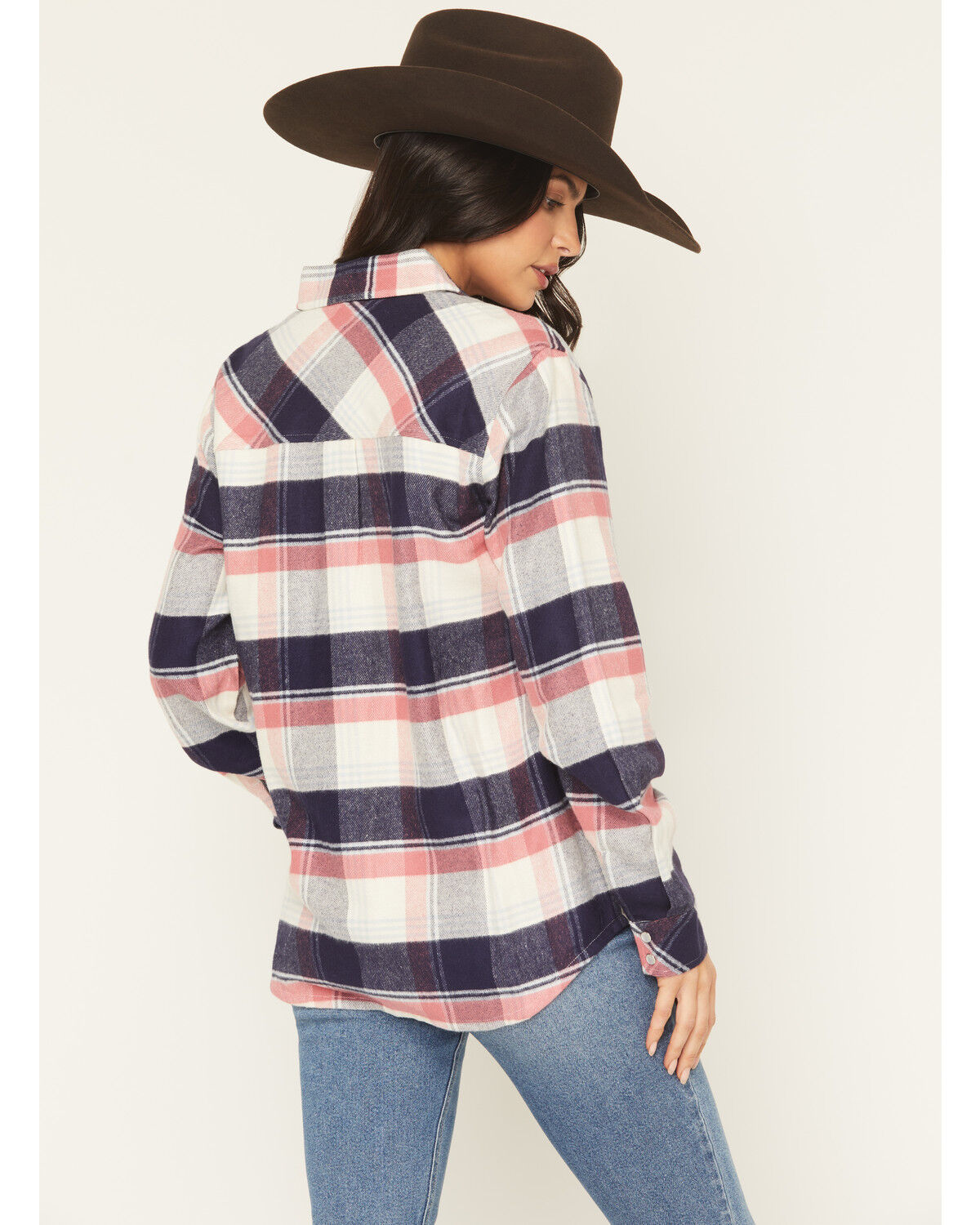 Image #4 - Idyllwind Women's Skip Jack Plaid Print Long Sleeve Snap Flannel Shirt, Indigo, hi-res