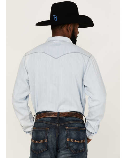 Image #4 - Kimes Ranch Men's Grimes Light Wash Denim Long Sleeve Snap Western Shirt , Light Blue, hi-res